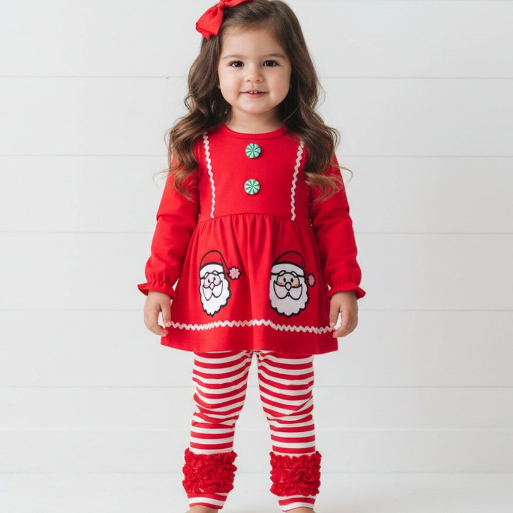 Red & White Santa Boutique Ruffle Outfit, girls